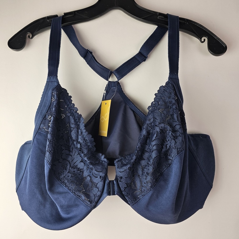 Delimira NWT Womens Sargasso Front Close Underwire Bra 42F W657 Navy Blue